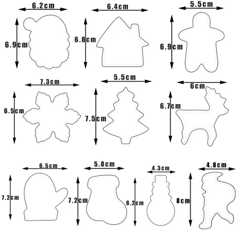 Christmas Cookie Cutter-Snowflake, Candy Cane, Christmas Tree, Star,Gingerbread Biscuit Fondant Cutters - Stainless Steel