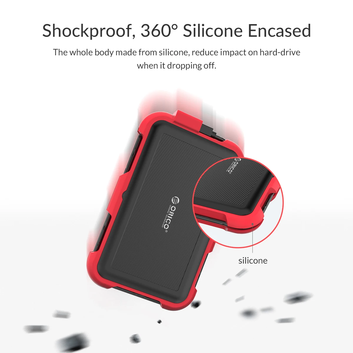 ORICO 2.5 inch HDD Enclosure Outdoor Waterproof Shockproof Dustproof Hard Disk Box SATA3.0 to USB HDD Case with Portable Hook