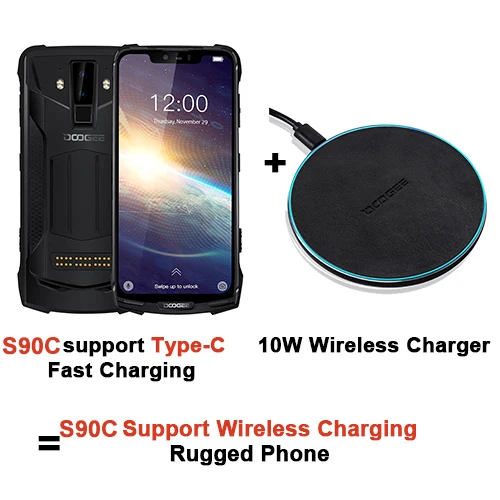 10W Wireless Charger IP68 DOOGEE S90C модульный прочный мобильный телефон 6,18 дюймов дисплей 12V2A 5050 мАч Helio P70 Восьмиядерный 4 Гб 64 Гб 16 Мп+ 8 Мп Android 9,0 - Цвет: 10W Wireless Charger