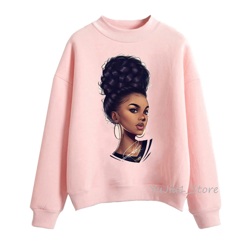 Sudaderas para mujer Melanin Poppin толстовки черный Африканский каваи девушка печатных Melanin Poppin розовый уличная одежда Рождественский подарок - Цвет: Y42477P