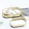 Luxury Golden Iron Delicate Glass Mirror Base Bedroom Desktop Jewelry Storage Tray Bedroom Desktop Cosmetic Decor Organize Plate 1