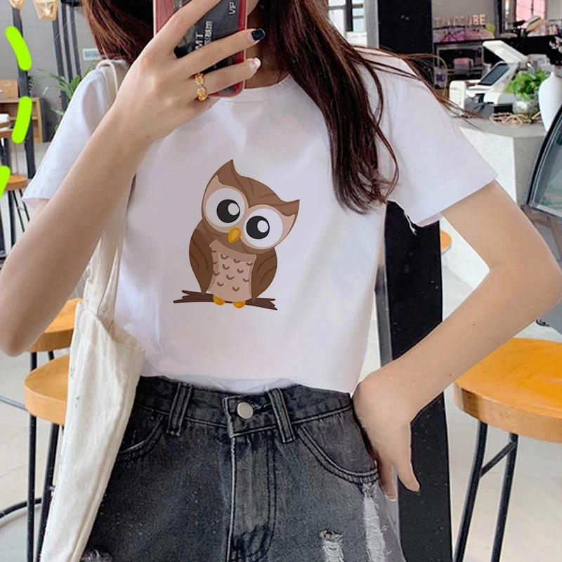 2020 Fashion Women Harajuku Cartoon owl Printed T Shirt Casual Short Sleeve Women's T-shirt Soft Female T shirt