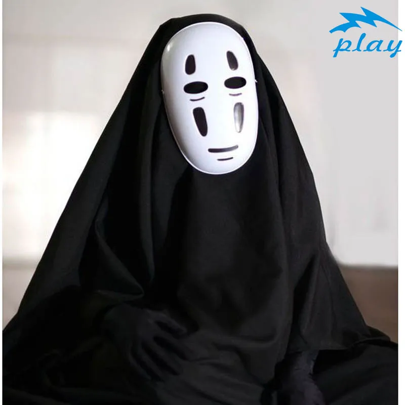 

SATCOPY No Face Man Anime Miyazaki Hayao Spirited Away Kaonashi Cosplay Cloak Full Set Halloween Costume Robe+Mask+Gloves