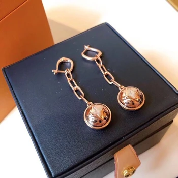 

Zircon Four Leaf Dangle Earring For Women Beads Geometry Chain Earring Women Praty Wedding Jewelry Brand Name Rose Gold Color