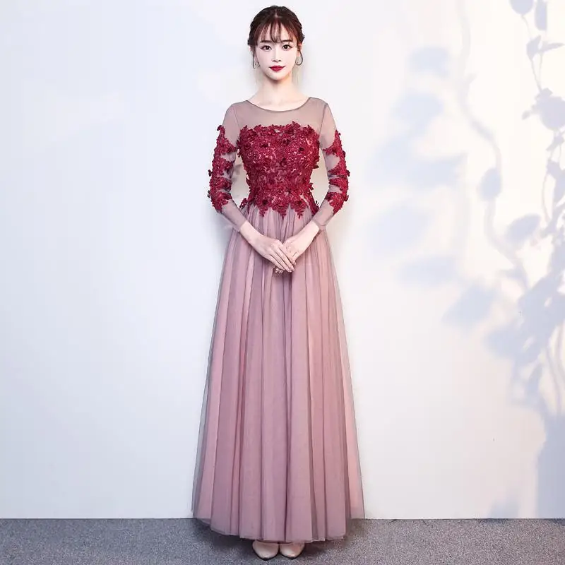 Female Slim Sleeveless Cheongsam Sexy Appliques Mesh Long Evening Party Dress Elegant Stand Collar Qipao Oversize 3XL Vestidos - Цвет: Style 5