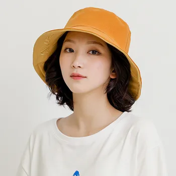 

XdanqinX Foldable Elegant Ladies Bucket Hat With Windproof Rope 2020 New Women Beach Hat Double-sided Wearable Women's Brand Hat