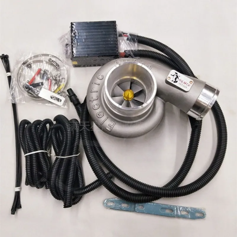 

Universal 12V Electric Turbo Supercharger Kit Thrust Electric Turbocharger Air Filter Intake for car improve speed