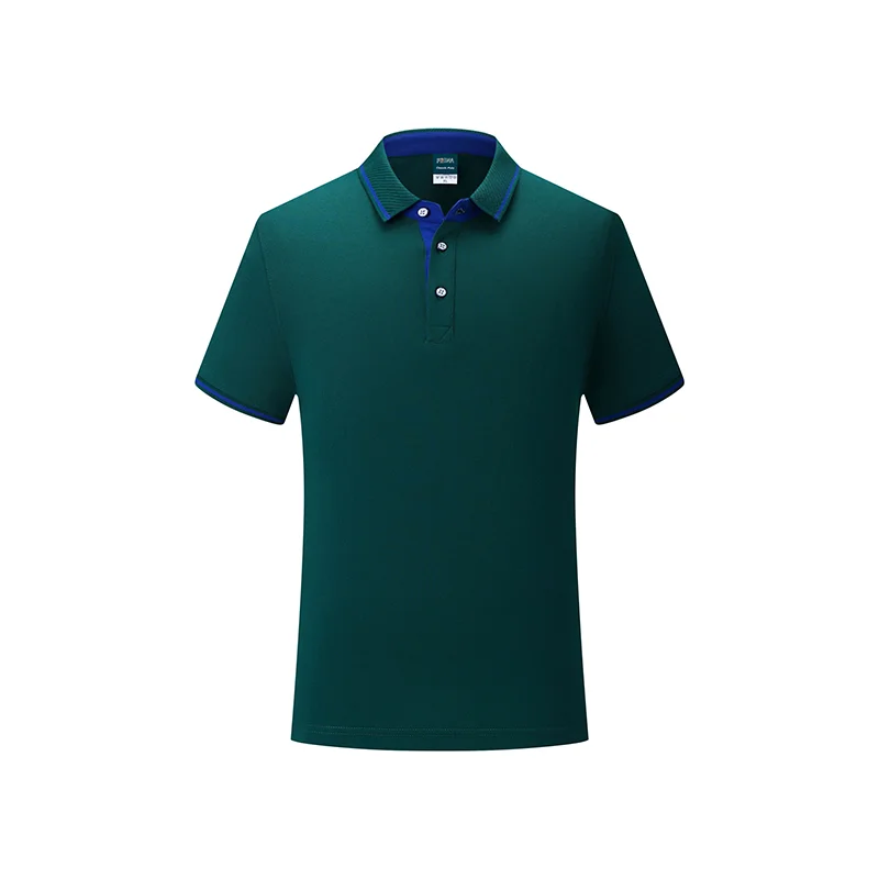 Dark green Повседневная летняя однотонная хлопковая рубашка поло с короткими рукавами, индивидуальная форма группы компаний, индивидуальный дизайн с принтом логотипа - Цвет: Dark green