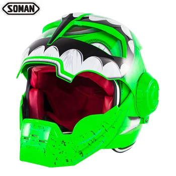 

Full Face Helmet Motorcycle Ironman Retro Vintage Kask Motor Helmets For Soman SM515 DOT Approved casco capacete moto