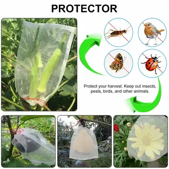 

100pcs Garden Plant Fruit Protect Drawstring Net Bag Against Insect Pest Bird Nylon Mesh Bag Fruit Insect-proof Bag Bird-proof