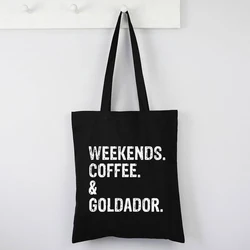 Weekends Coffee Tote Bag Canvas Cartoon Funny Distressed Cute Bags Custom Bags with Logo Dog Gift Fashion Tote Bag Cute
