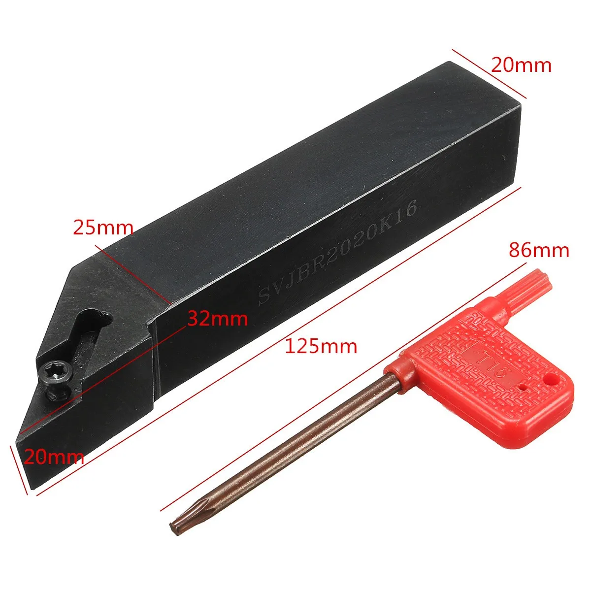 

SVJBR2020K16 External Cylindrical Turning Tool Lathe Cutter CNC Holder Tool Cutting Bar for VBMT16 Carbide inserts