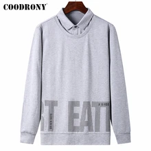 Coodrony marca cashmere falso duas roupas dos homens hoodies primavera nova chegada cor sólida turn down colarinho moda pulôver z7007