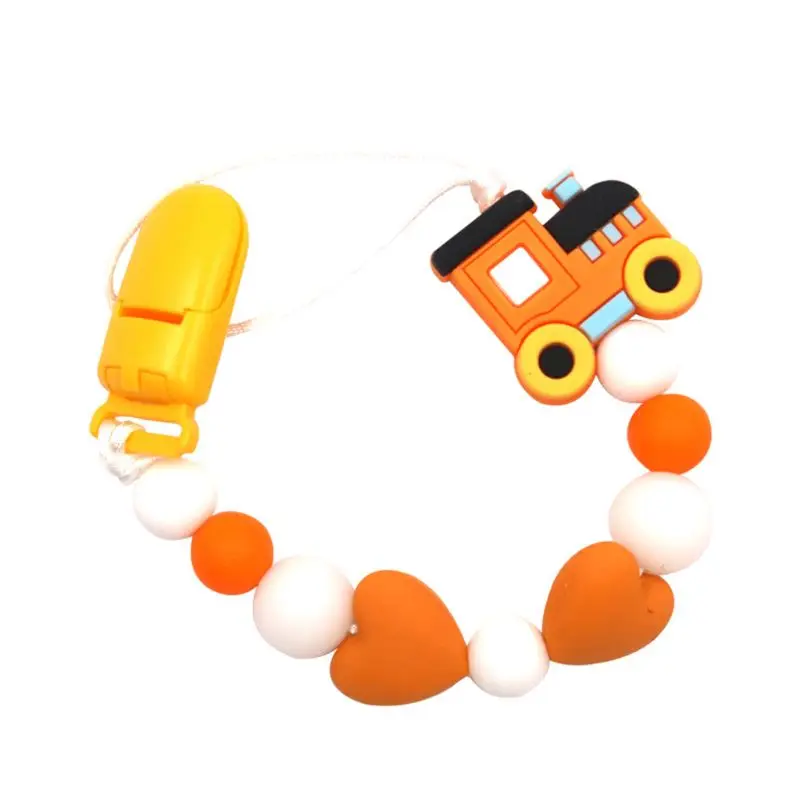 29-Orange Милый Лев силиконовая соска с бусами цепь Манекен Держатель для младенца подарок - Цвет: 29-Orange