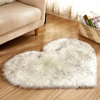 

Heart Soft Faux Sheepskin Fur Area Rugs for Bedroom Floor Shaggy Silky Plush Carpet Solid Color Faux Fur Rug Bedside Rugs