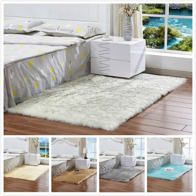 Sholisa лохматый пол коврики искусственный мех прямоугольный ремень форма 6 см ворс Пушистый Ковер для гостиной спальни Морской набор домашний декор