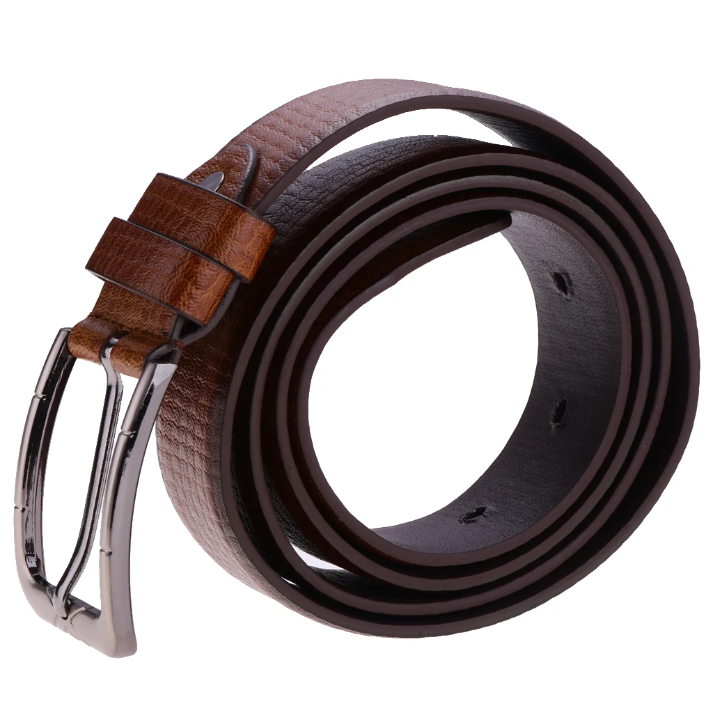 Pin Buckle Belts Trouser Size Brown Black Coffee Jeans Mens PU Leather Belt