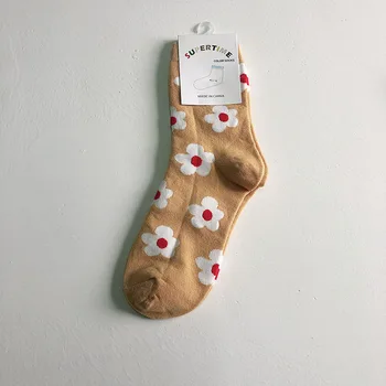 

Female Middle Tube Socks Xuan Yafeng Floret Long tube Cotton Socks Spring Autumn Season Breathable Wear-resistant