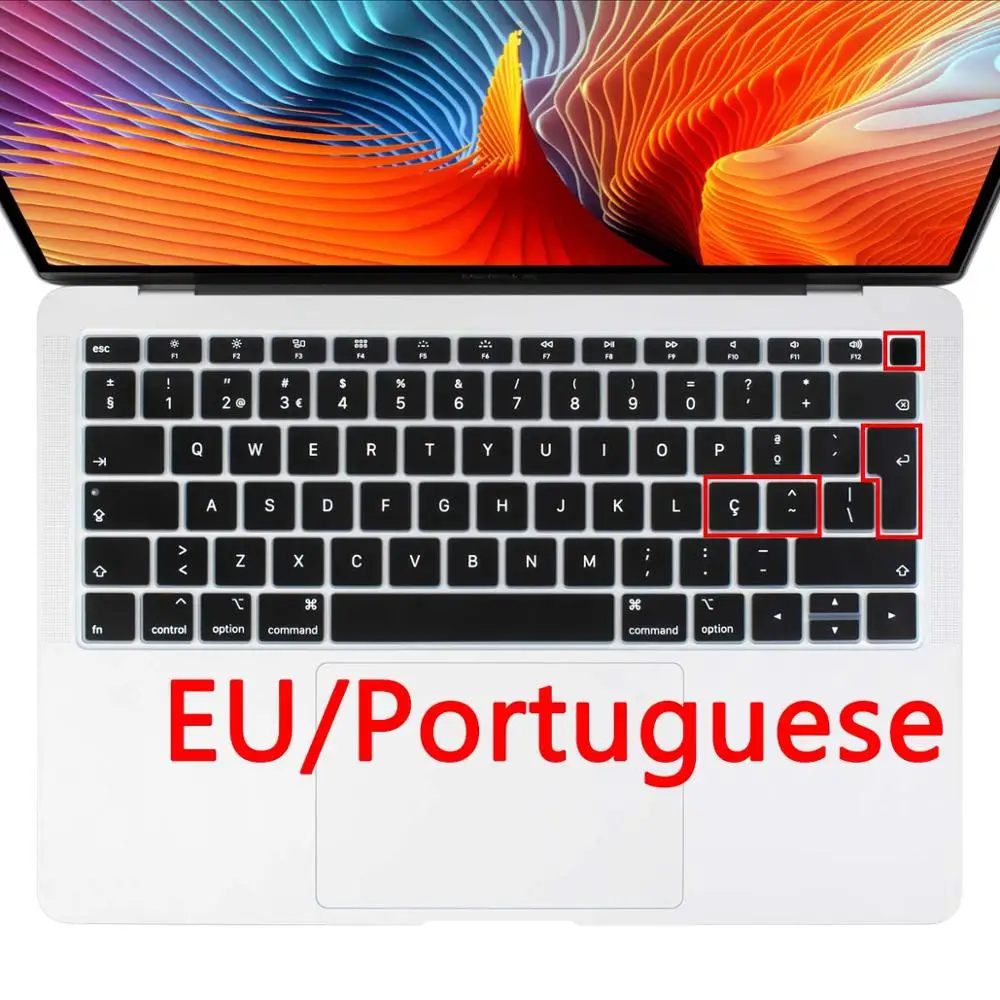 EU Portuguese Португальский/французский/испанский/итальянский клавиатура кожа евро Мягкий силиконовый чехол для MacBook New Air 13 A1932 - Цвет: EU Portuguese