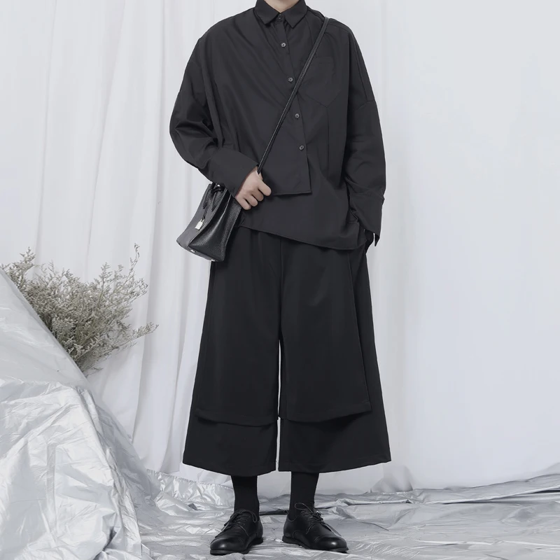 Брюки мужские повседневные простые большие модные Свободные плиссированные