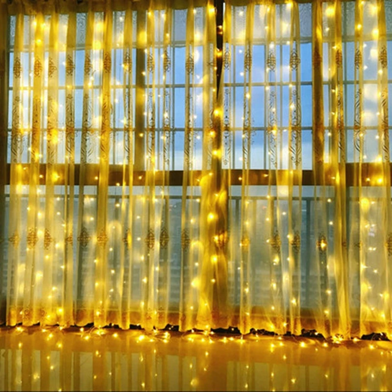 3X3 м гирлянды светодиодные занавески открытый праздник сад Газон лампа 110 В 220 В оконный занавес рождественские изящные свадебные светильники для дома