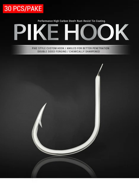 30pcs Hooks Fishing Sea Pike Fishing Hooks Saltwater High Quality 1/0 2/0  3/0 4/0 Jig Hook 2019 Fishhooks For Slow Pitch Jigging