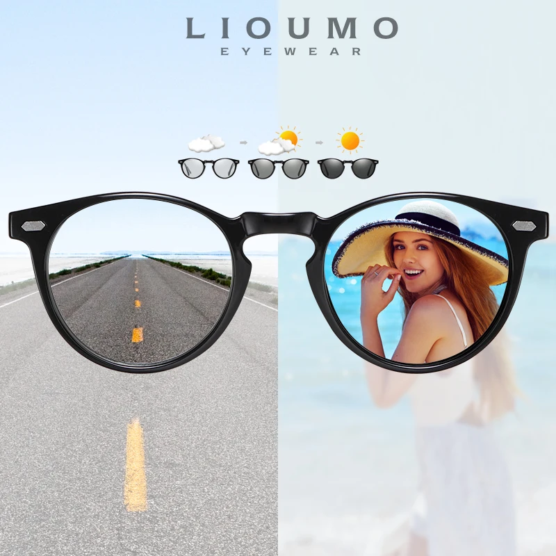 

Brand Designer Round Photochromic Sunglasses Women Men TR90 Temples Polarized Anti-UV Lens Sun Glasses Chameleon Female Glasses
