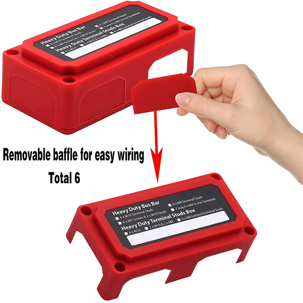 Highest Amperage Rated DC 48v 300A 4 Terminal Studs Distribution Block Heavy-Duty Modular Design Car Bus Bar Cable Organizer Box power distribution block bus bar box