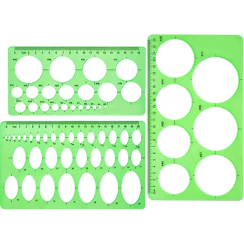 

3 PCS Circle Template Plastic Circle and Oval Templates Measuring Templates Rulers Digital Drawing for Office and School