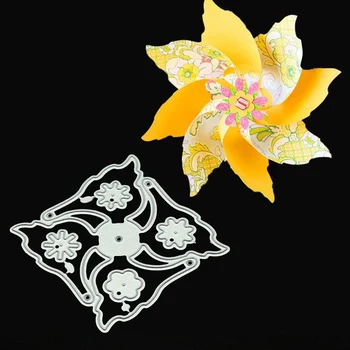 

Metal Cutting Dies Die Cut 3d Windmill Flower Spinner Diy Scrapbook Card Pinwheel Fan Party Embossing Folder Stencils Template