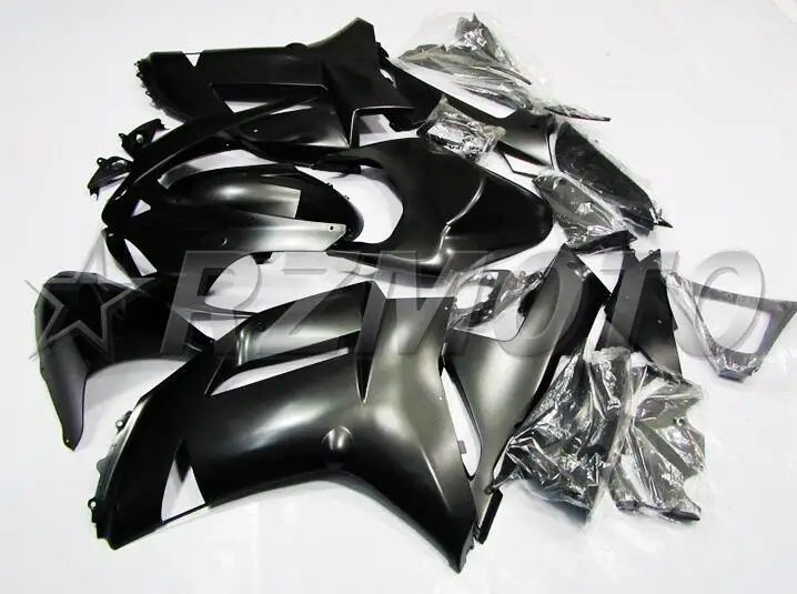 ABS Полный комплект обтекателя подходит для Kawasaki ZX6R 2007 2008 Обтекатели ZX-6R 07 08 Ninja 636 все черные матовые Боди Набор