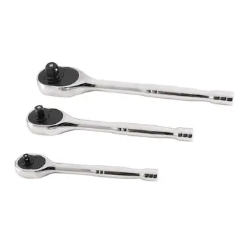 

1PC HEAVY DUTY QUICK RELEASE RATCHET HANDLE SET 1/4\" 3/8\" 1/2\" DR CARBON STEEL K1AF