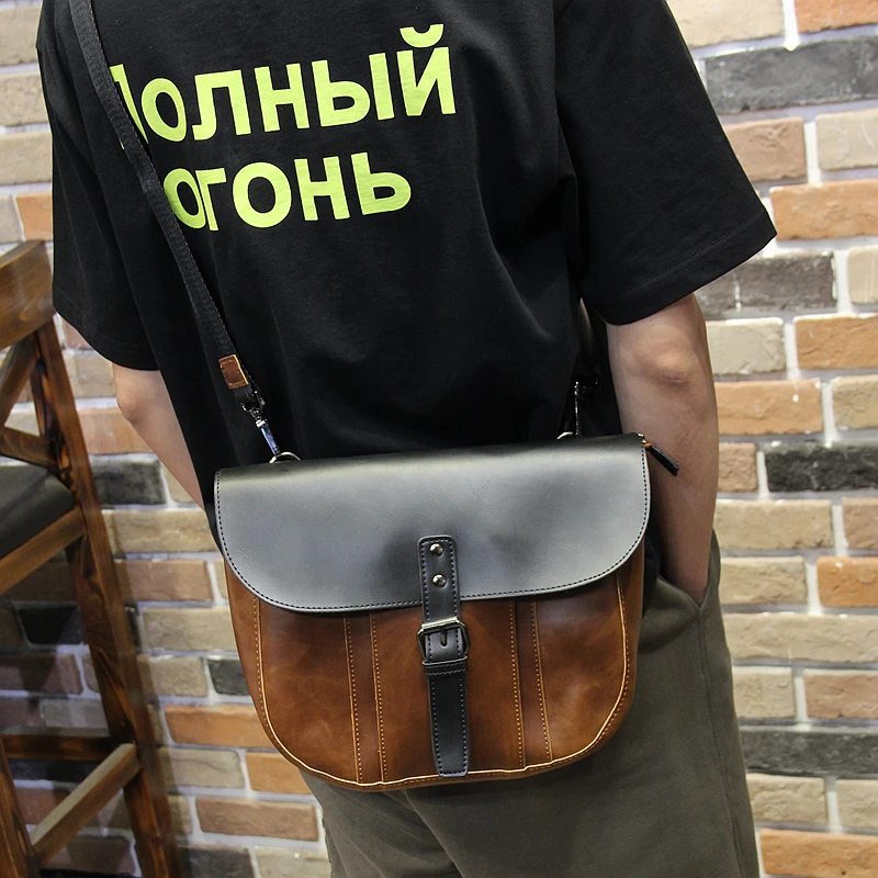 Мужская сумка через плечо Xiao.P вместительная повседневная мессенджер коричневая