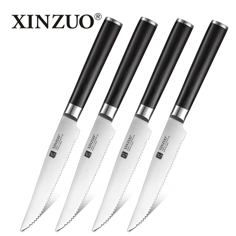 XINZUO 4 шт. 5 ''Набор ножей для стейков высокого качества Германия 1,4116 стальной нож для стейка набор ножей столовые приборы с черной ручкой