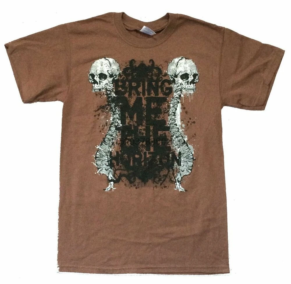 Футболка с принтом Bring Me The Horizon Spine Skeleton Brown новинка Официальный BMTH | Мужская одежда