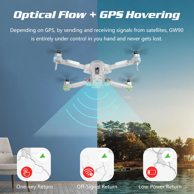 Дрон 4K GPS Drone с Wi Fi FPV HD камерой бесщеточный Квадрокоптер длительное время полета