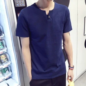 Мужская модная хлопковая футболка - Цвет: Navy blue