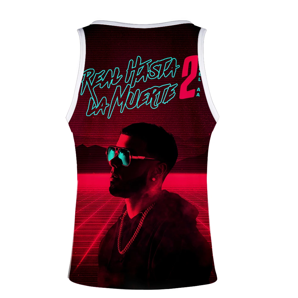 Anuel AA, майка, 3D, настоящая, Hasta La Muerte, жилет для мужчин, большой размер, спортивная майка, модная, Harajuku, хип-хоп, без рукавов, одежда для мужчин