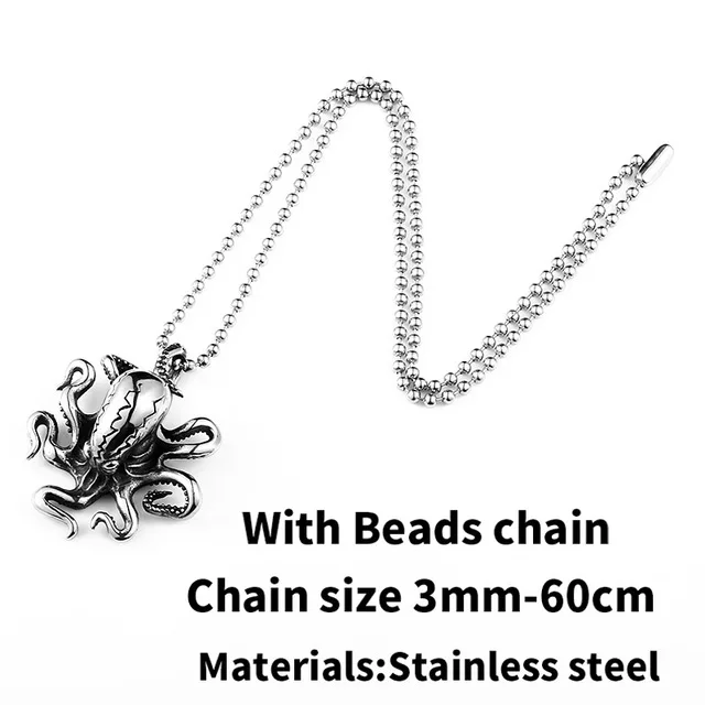 STEEL Beier 316L вакуумная Кофеварка животных Осьминог подвеска, ожерелье панк глубоководный зверь высокого качества ювелирные изделия LLBP8-367P - Окраска металла: STEEL