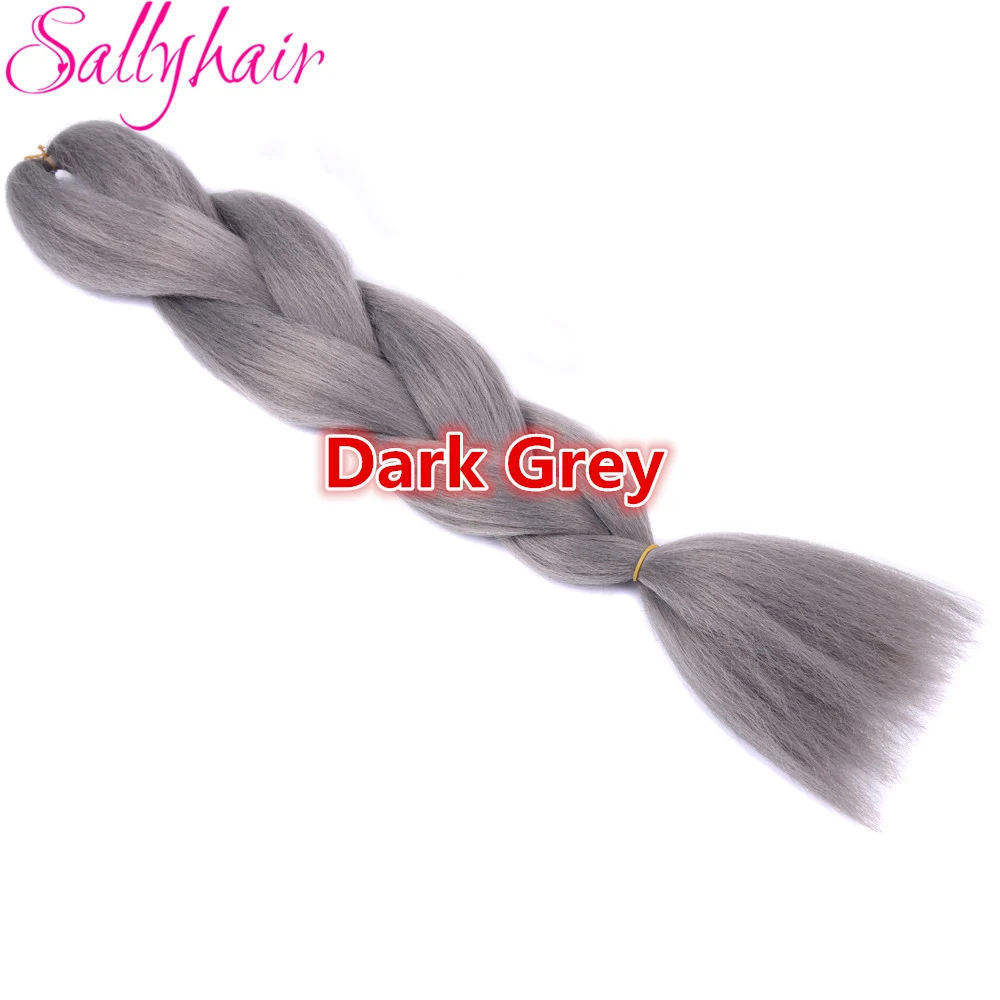Sallyhair, 24 дюйма, Омбре, плетение волос, 2 тона, черный, винно-красный цвет, огромные косички, высокотемпературное волокно, синтетические волосы для наращивания - Цвет: #26