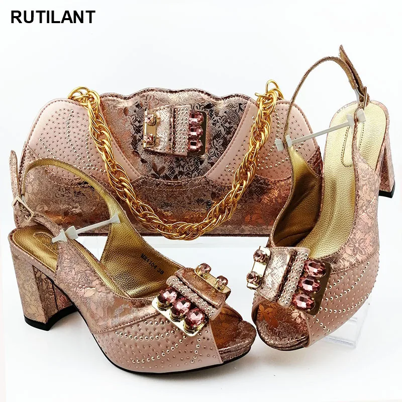 

New African Matching Good Quality Shoe and Bags Designer Shoes Women Luxury 2020 Nigerian Shoes and Matching Bags High Quality