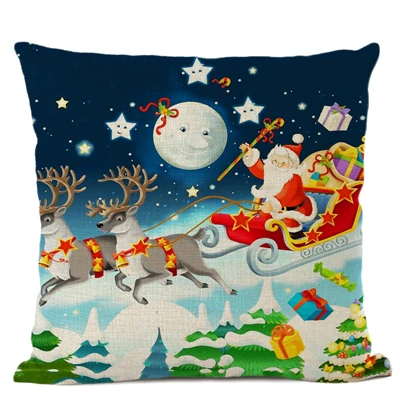 Christmas Pattern Cushion Set Santa's Linen Pillowcase Cover Car Home Sofa Bedroom Chair Decoration Hug Pillowcase 40*40CM