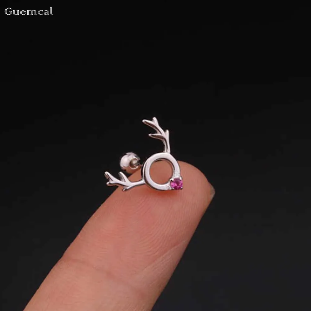 Guemcal 2pcs Fashion Creative Sweet Diamond-studded Straight Stud Earrings Body Piercing Jewelry