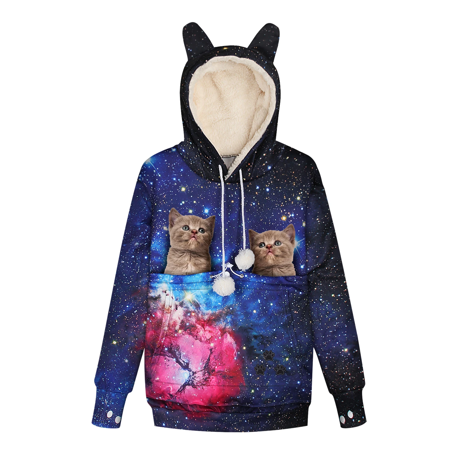 NBL11019 Galaxy, Женская толстовка для собак, толстовки с капюшоном, топы для любителей кошек, зимняя Толстая Толстовка с капюшоном, пуловер, теплые женские толстовки - Цвет: NBL11019