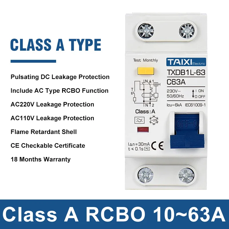 Advanced Residual Current Circuit Breaker with Short Circuit and Earth Leakage Protection (16A-63A Range)