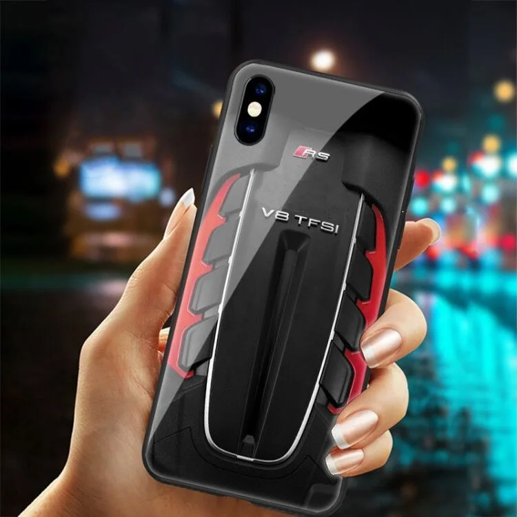 Роскошный гоночный автомобиль V8 tpu+ чехол из закаленного стекла для телефона для iphone X XR XS MAX 7 6 6S 8 plus чехол s для iphone 11 pro max RS V8 чехлы