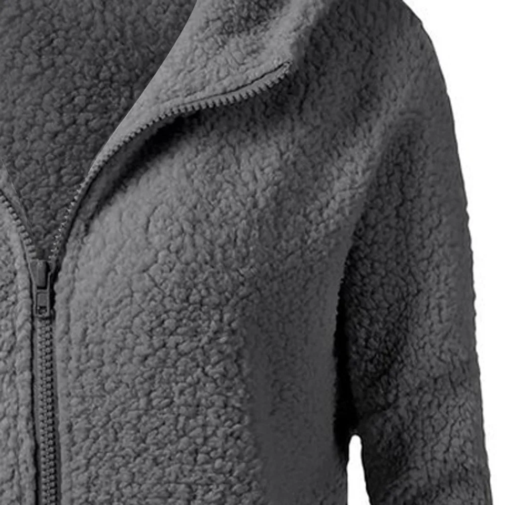 5xl размера плюс Женская толстовка с капюшоном зимняя теплая шерстяная куртка на молнии Повседневная однотонная хлопковая верхняя одежда с карманами женская одежда