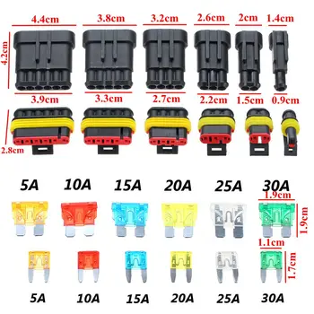 

Hot 6Set Car Part 1/2/3/4/5/6 Pins Sealed Waterproof Electrical Wire Auto Connector Plug w/ Blade Fuses for car waterproof conne