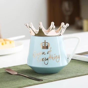

Newly Crown Cup Nordic Style Mug Ceramic Simple Girl Gift for Coffee Water Breakfast XSD88