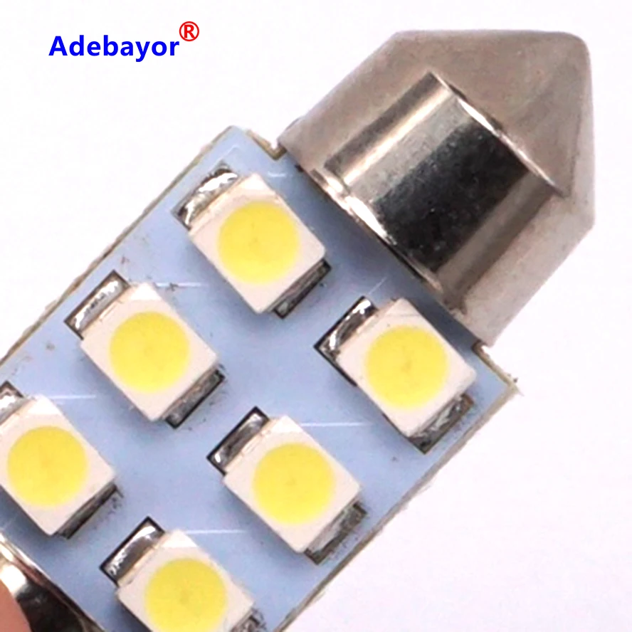 Adebayor 1000x яркий белый купол фестон светильник c5w C10W led 3528 1210 6 SMD 31 мм авто двери светодиодные лампы для чтения бардачок светильник